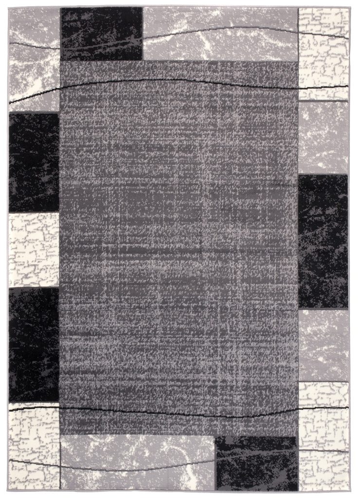 Tappeto Dream Grigio Crema Geometrico Quadrato A Pelo Corto