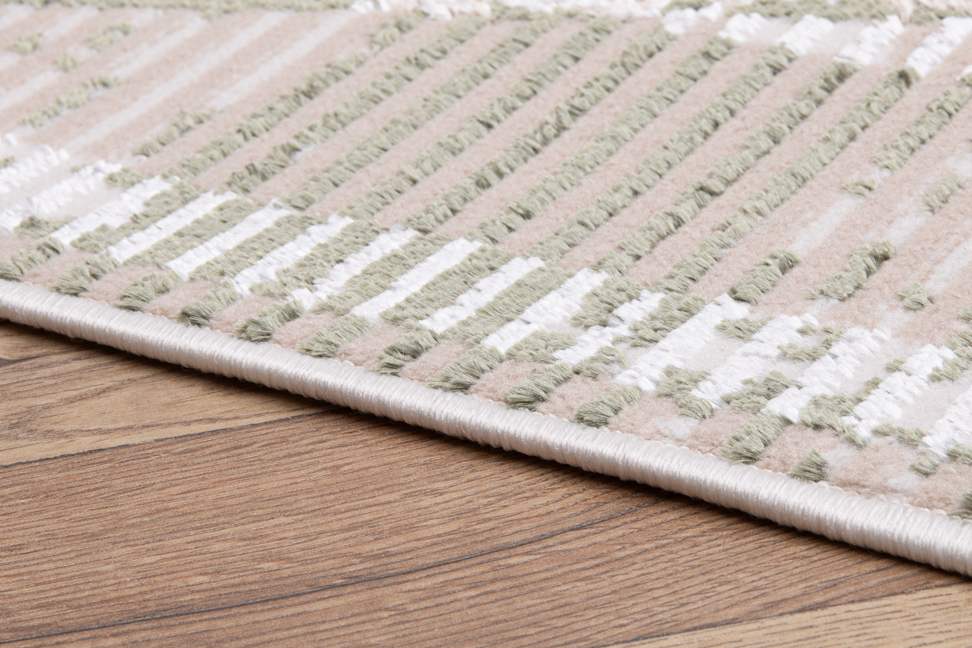 Tappeto Crystal Verde Beige Cornice Geometrico Effetto 3D