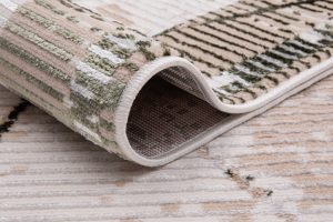 Tappeto Crystal Verde Beige Cornice Geometrico Effetto 3D