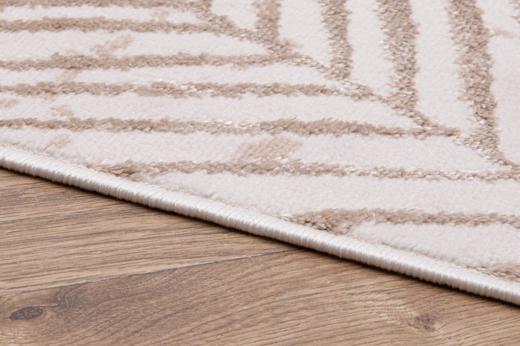 Tappeto Crystal Verde Oro Crema Foglie Effetto 3D