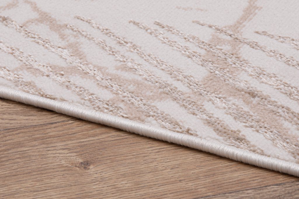 Tappeto Crystal Oro Marrone Crema Foglie Effetto 3D