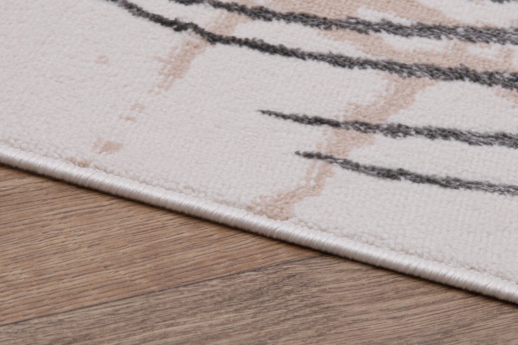 Tappeto Crystal Crema Grigio Marrone Foglie Effetto 3D