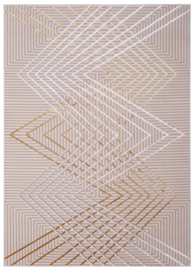 Tappeto Crystal Oro Beige Zigzag Geometrico Effetto 3D