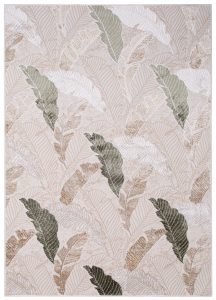 Tappeto Crystal Verde Marrone Beige Foglie Effetto 3D