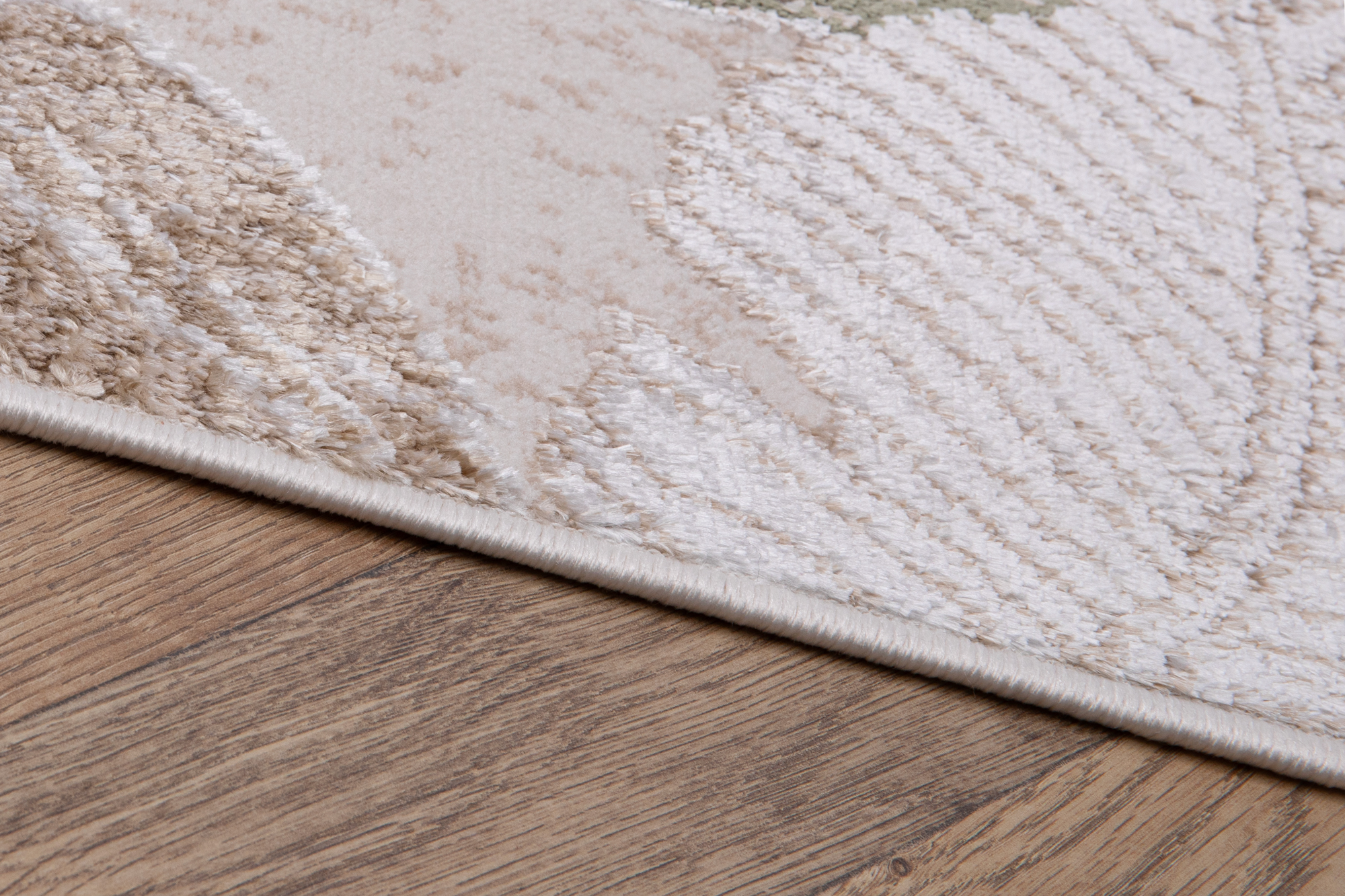 Tappeto Crystal Verde Marrone Beige Foglie Effetto 3D