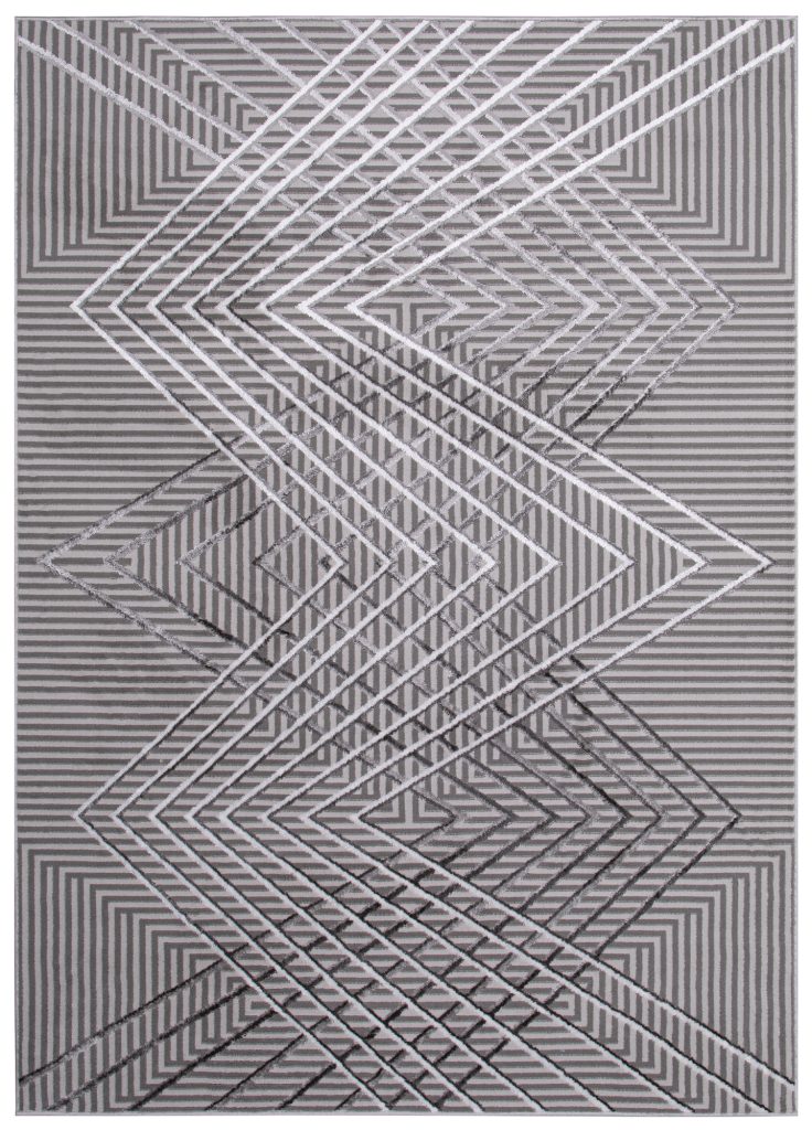 Tappeto Crystal Grigio Zigzag Geometrico Effetto 3D