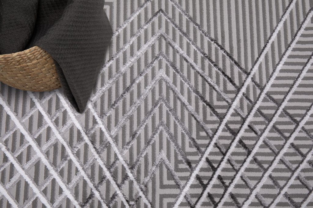Tappeto Crystal Grigio Zigzag Geometrico Effetto 3D