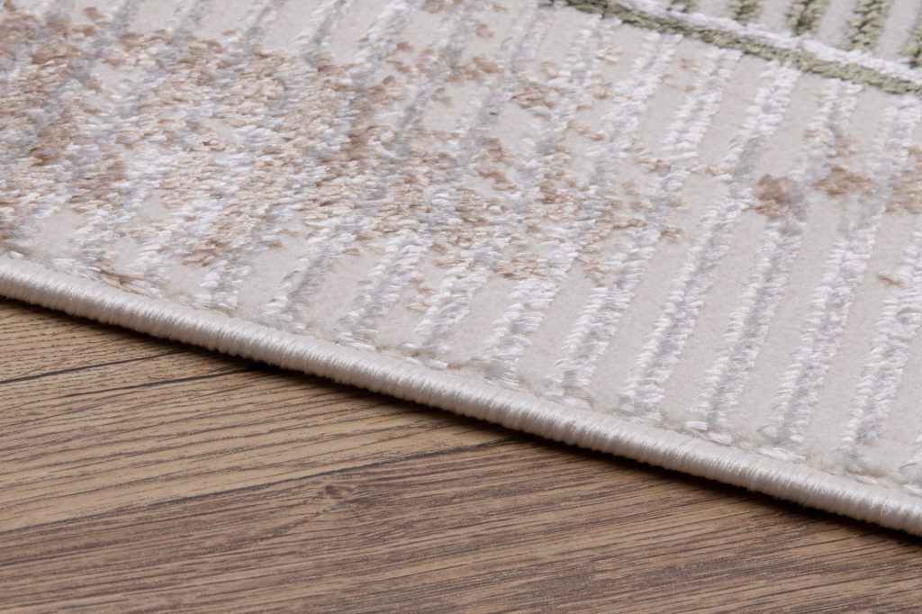 Tappeto Crystal Verde Beige Cornice Sfumature Effetto 3D
