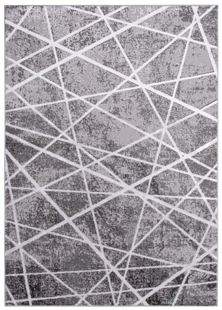 Tappeto Crystal Grigio Bianco Geometrico Linee Effetto 3D