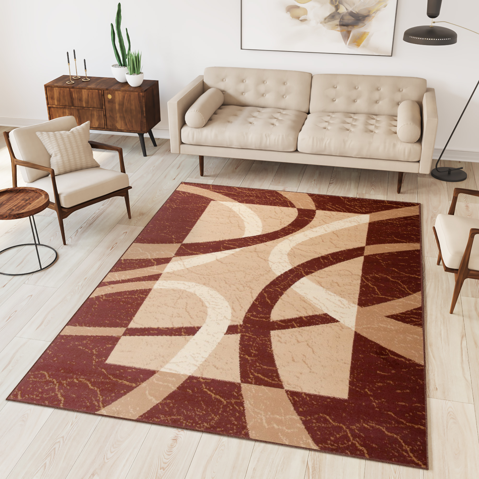 Tappeto Dream Marrone Beige Cornice Linee