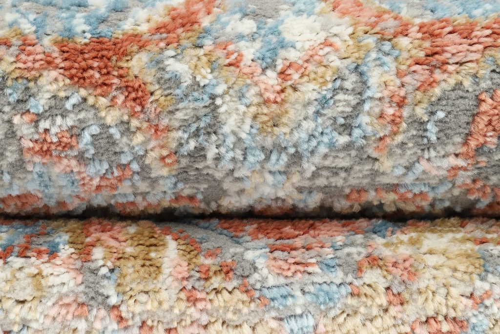 Tappeto Retro Rame Blu con Rosetta Vintage