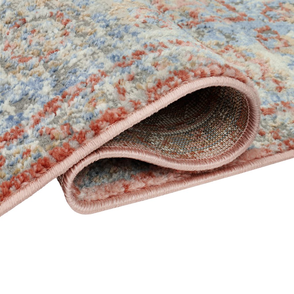 Tappeto Retro Rame Blu con Rosetta Vintage