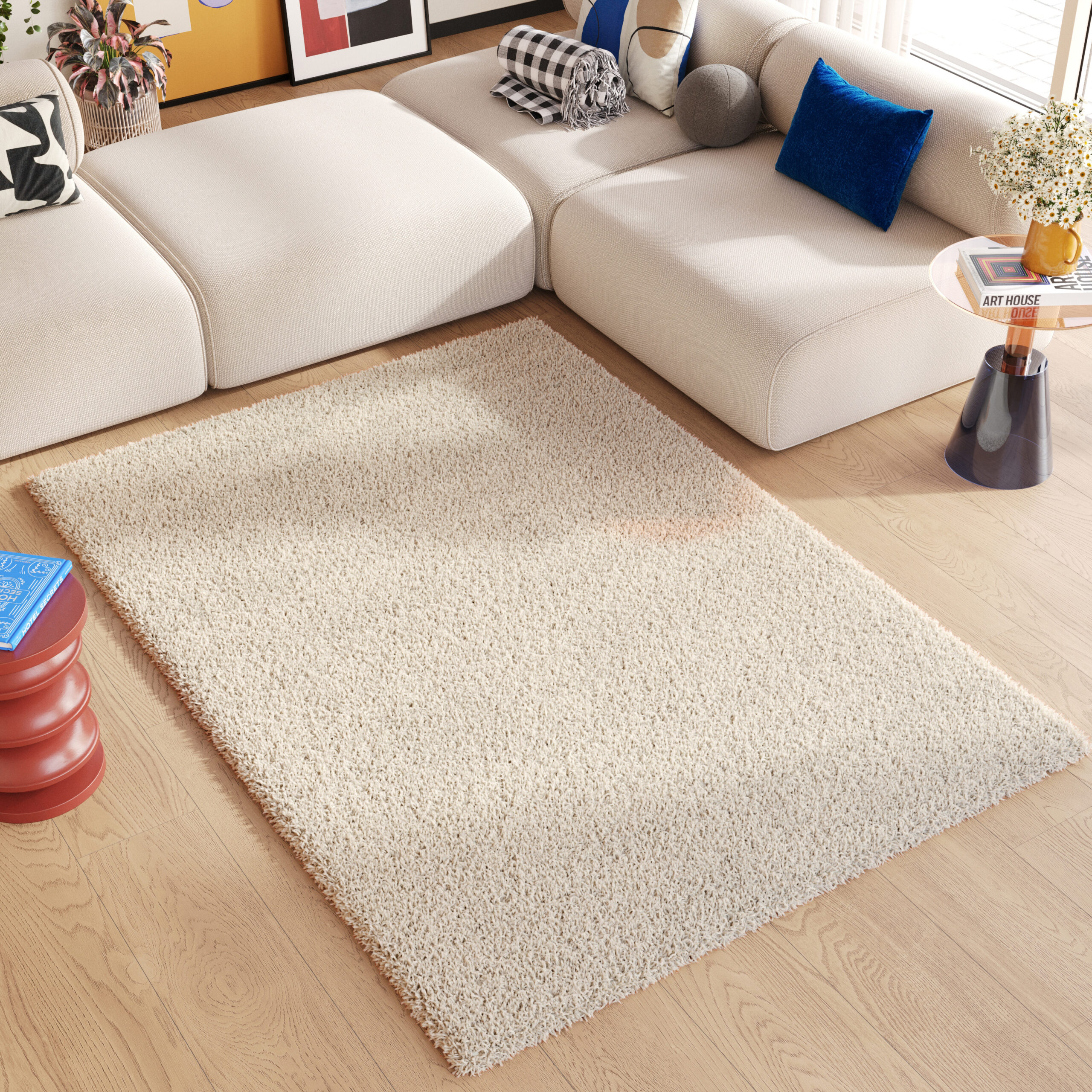 Tappeto Essence Shaggy Monocolore Beige Chiaro