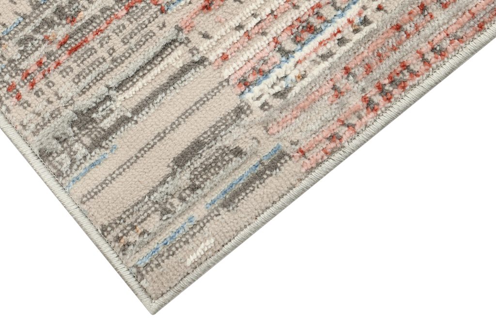Tappeto Retro Grigio Rame Blu Strisce Moderno