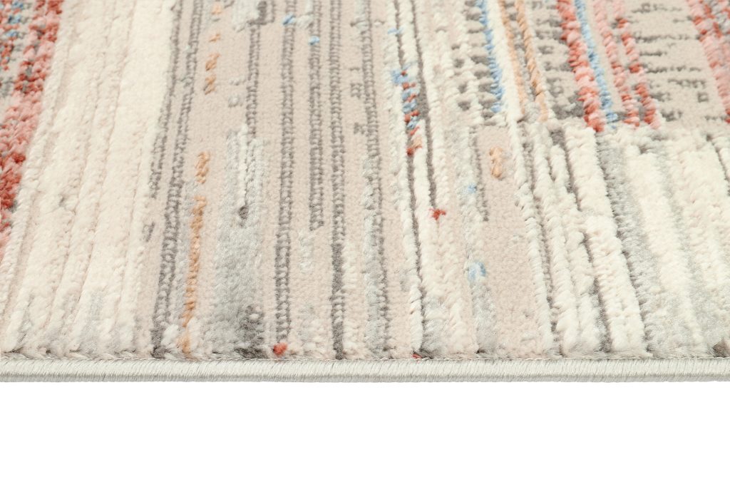 Tappeto Retro Grigio Rame Blu Strisce Moderno