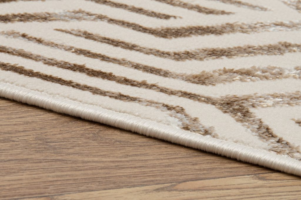 Tappeto Crystal Marrone Crema Beige Linee Effetto 3D