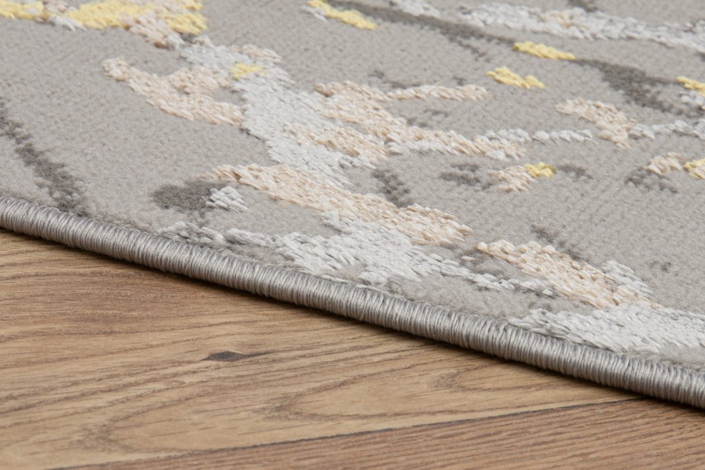 Tappeto Crystal Grigio Oro Astratto Marmo Effetto 3D