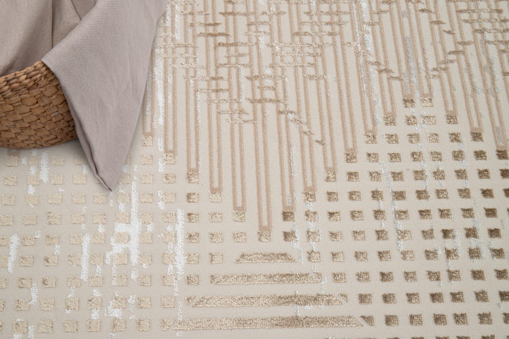 Tappeto Crystal Marrone Beige Vintage Rombi Effetto 3D