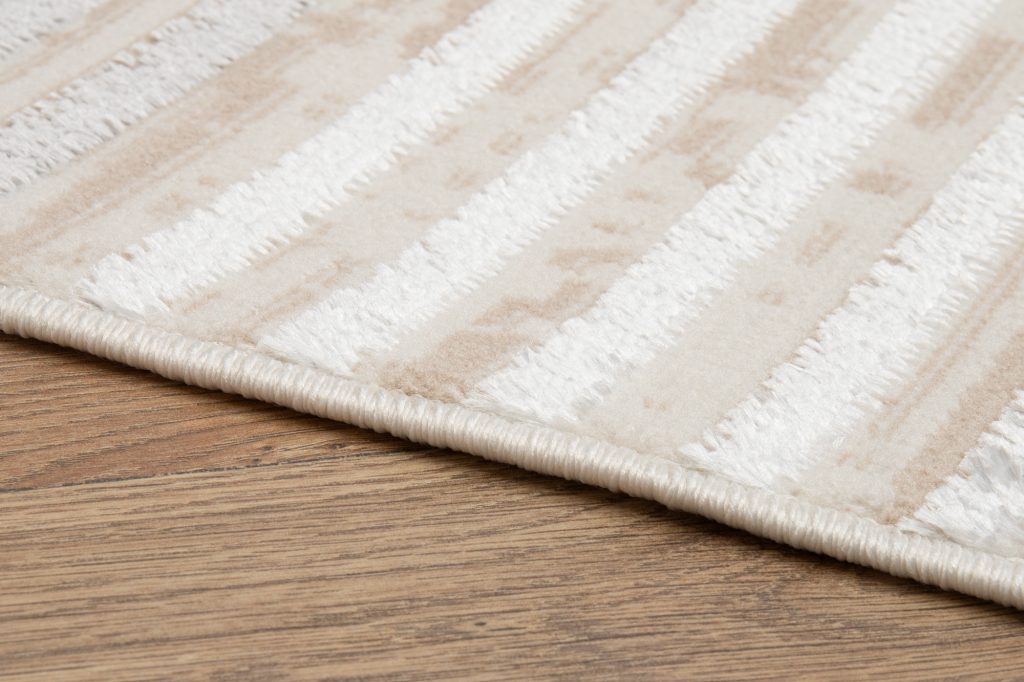 Tappeto Crystal Grigio Beige Crema Righe Effetto 3D