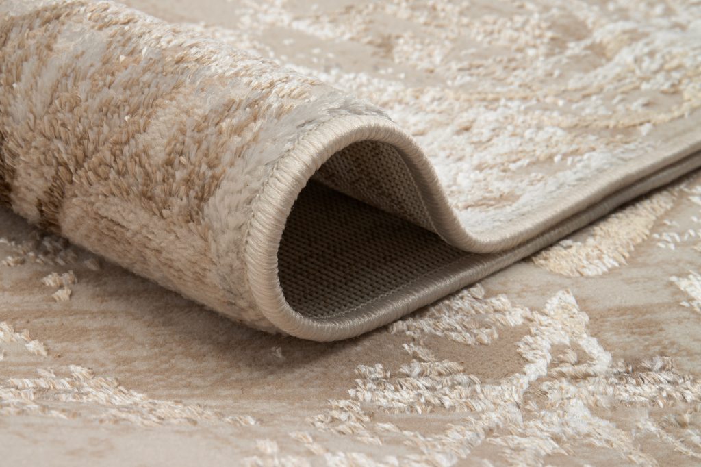 Tappeto Crystal Crema Marrone Sfumature Linee Effetto 3D