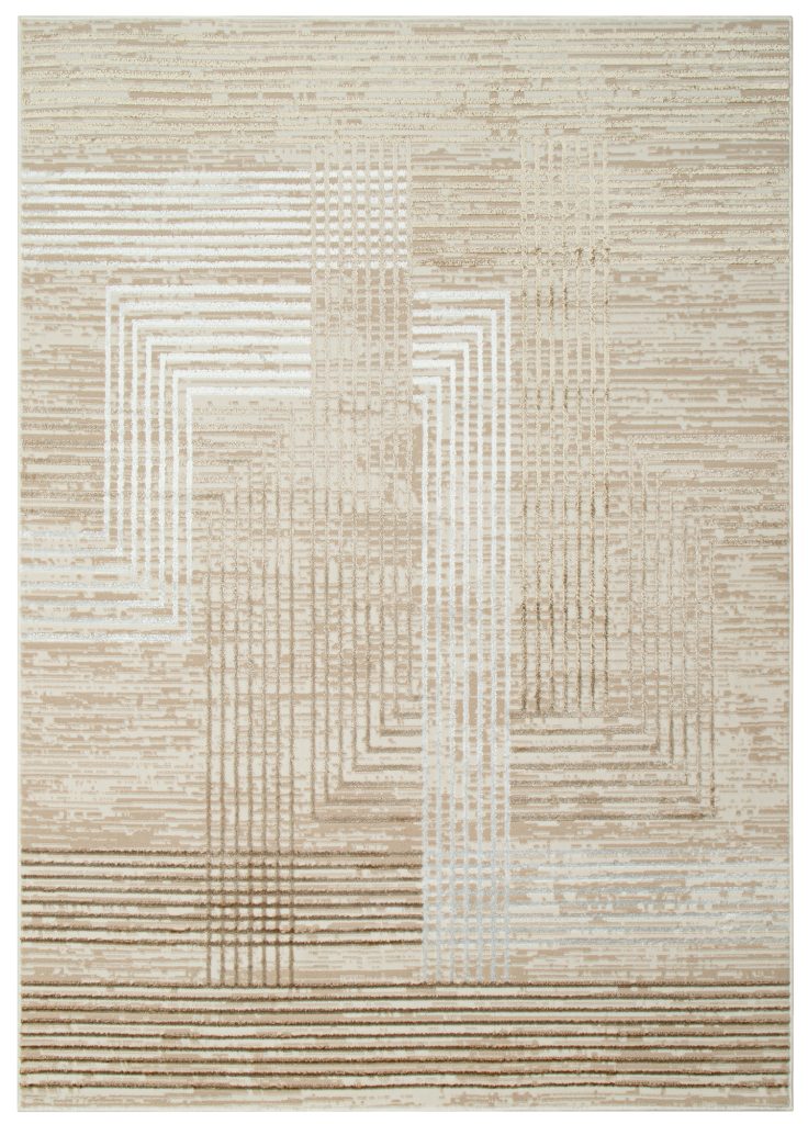 Tappeto Crystal Beige Marrone Crema Righe Effetto 3D