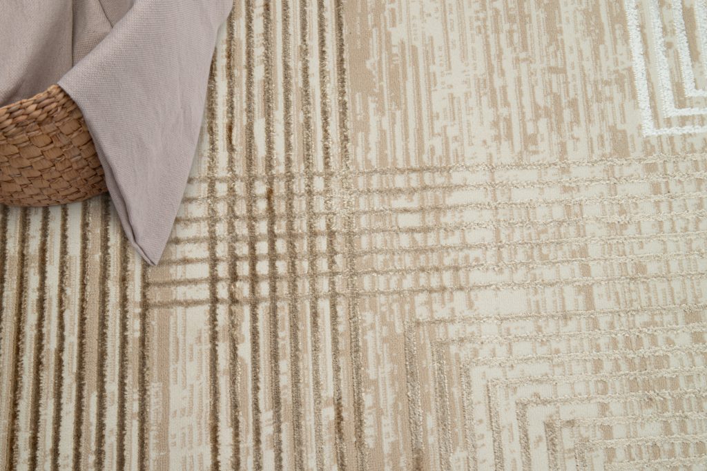 Tappeto Crystal Beige Marrone Crema Righe Effetto 3D