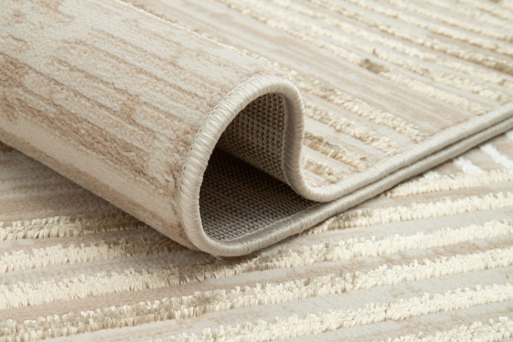 Tappeto Crystal Beige Marrone Crema Righe Effetto 3D