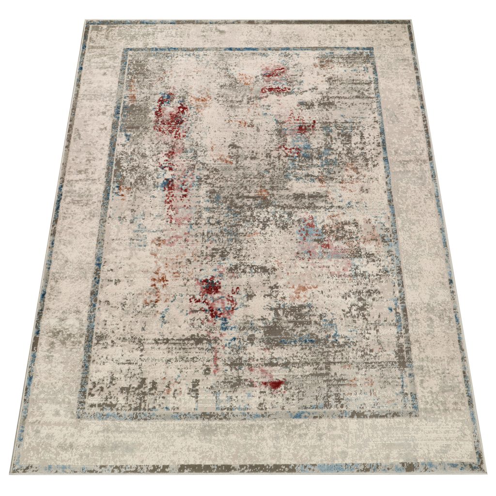 Tappeto Retro Grigio Rame Blu Telaio Moderno