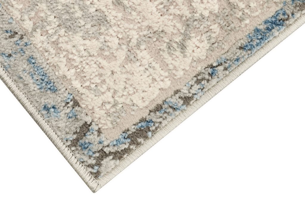 Tappeto Retro Grigio Rame Blu Telaio Moderno