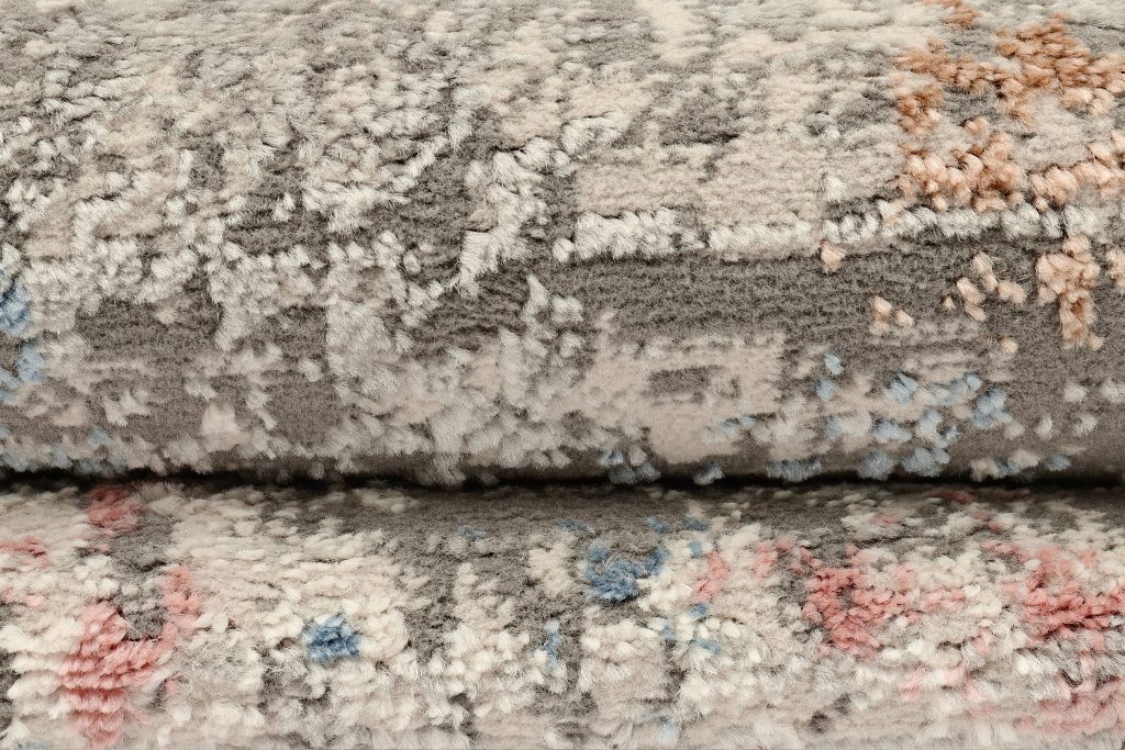 Tappeto Retro Grigio Rame Blu Telaio Moderno