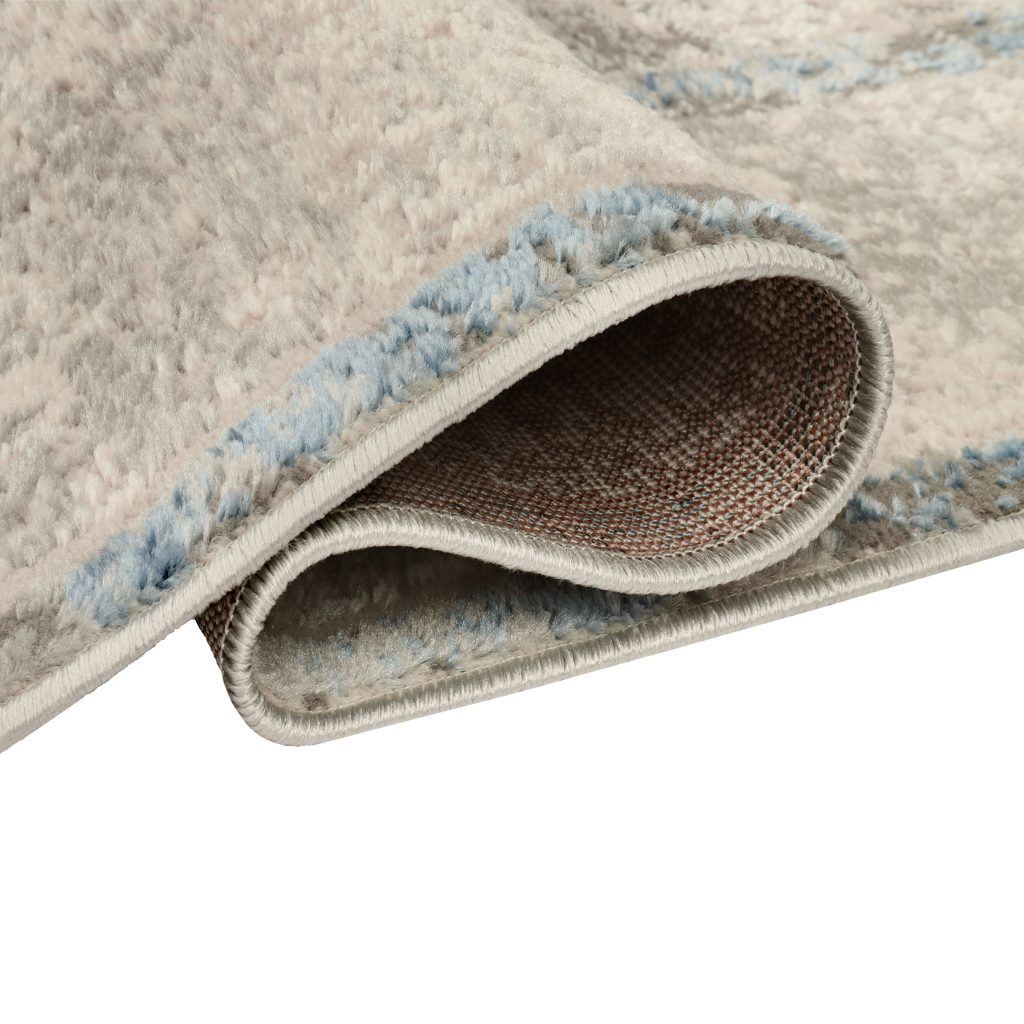 Tappeto Retro Grigio Rame Blu Telaio Moderno