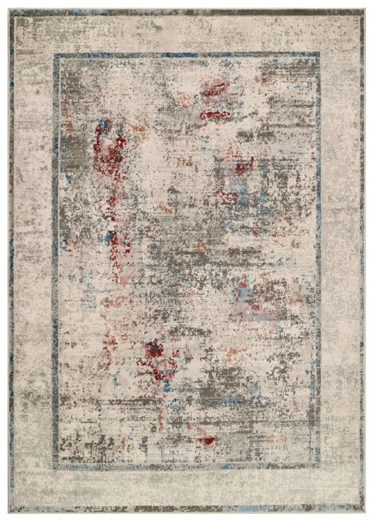 Tappeto Retro Grigio Rame Blu Telaio Moderno
