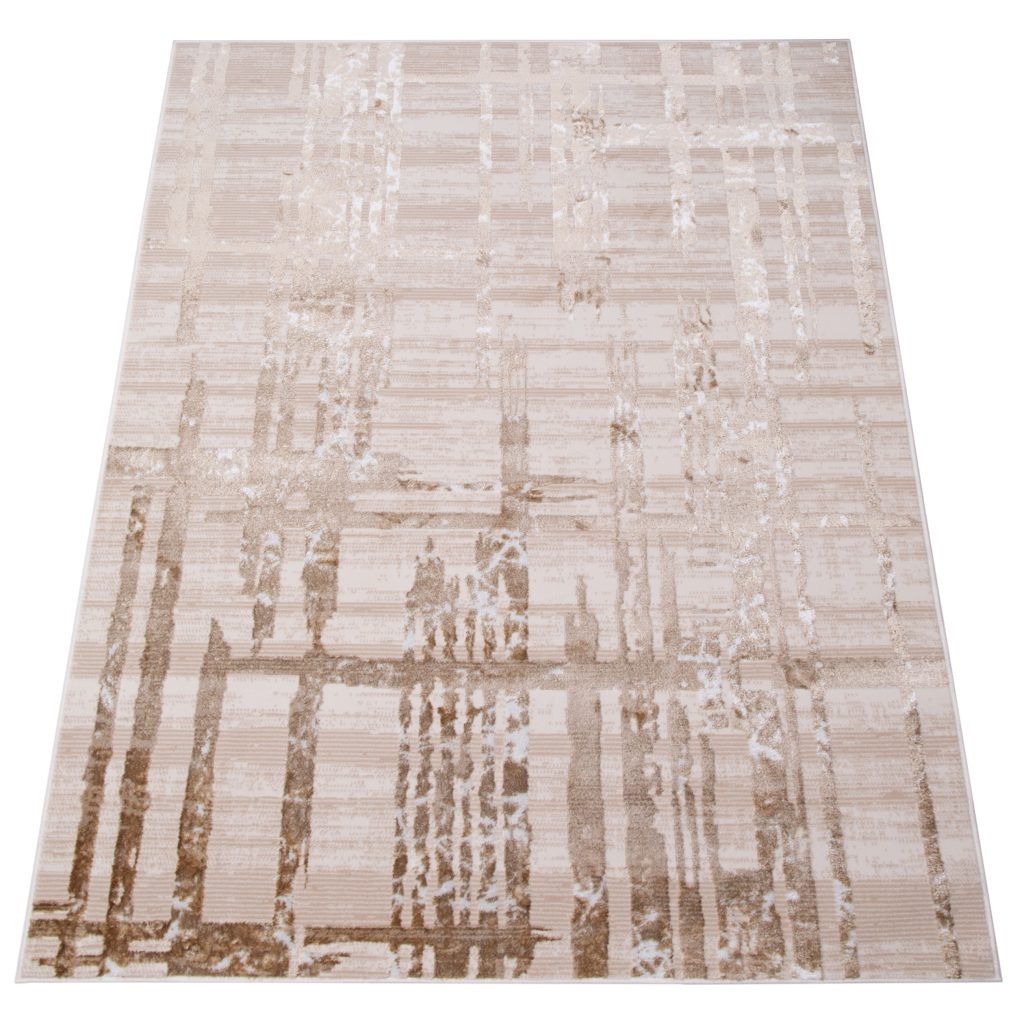 Tappeto Crystal Beige Marrone Righe Astratto Effetto 3D