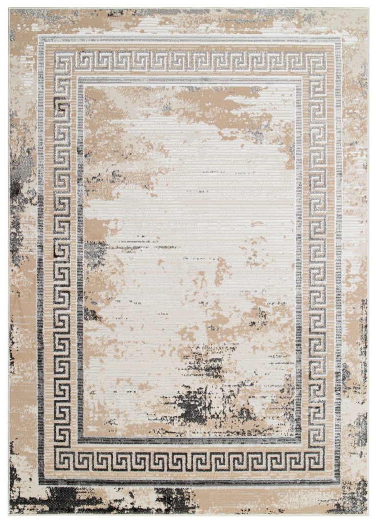 Tappeto Ares Grigio Beige Cornice Sfumature
