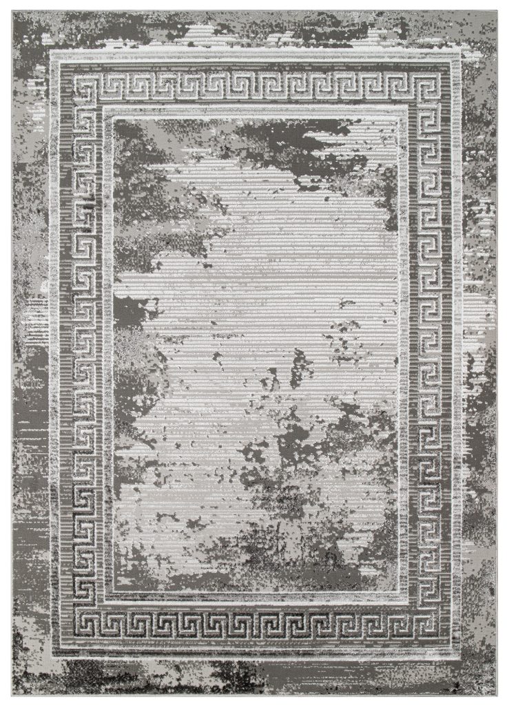 Tappeto Ares Grigio Cornice Sfumature Vintage