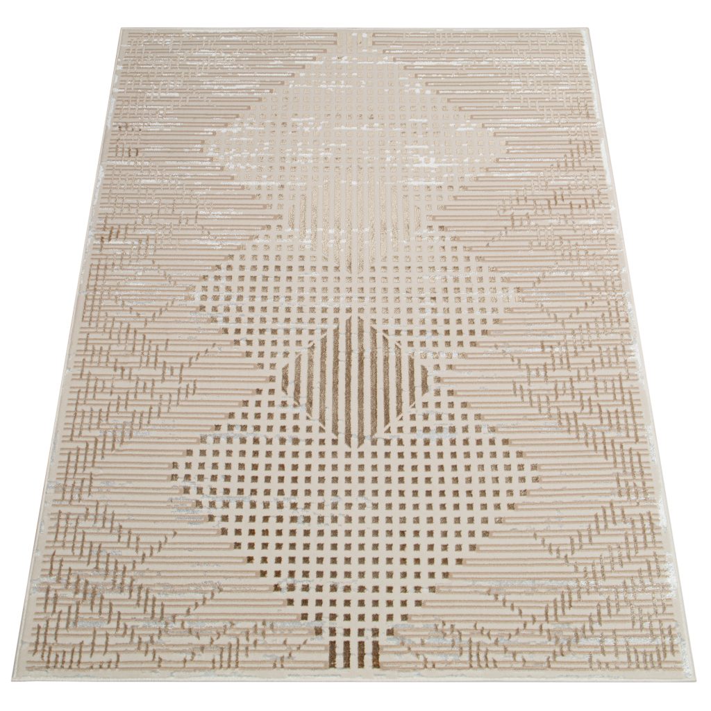 Tappeto Crystal Marrone Beige Vintage Rombi Effetto 3D