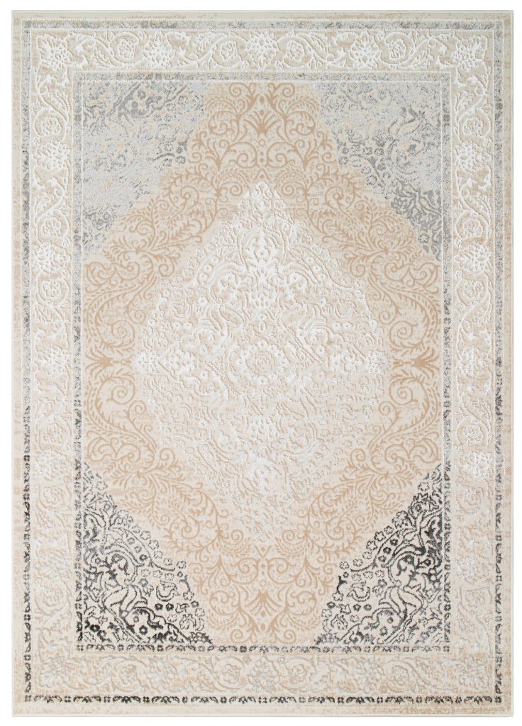 Tappeto Ares Crema Grigio Vintage Medaglione