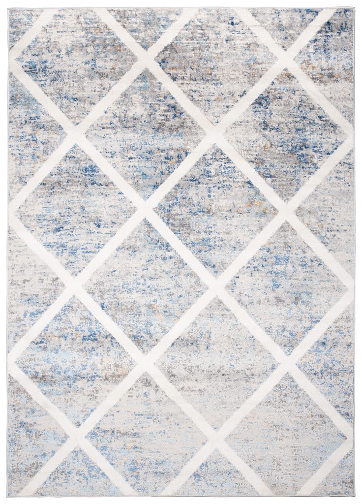 Tappeto Valley Grigio Blu Geometrico a Scacchiera