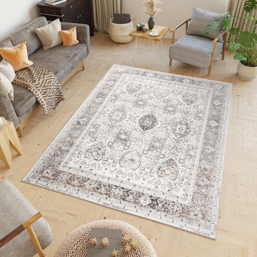 Tappeto Valley Grigio Rame Ornamenti Vintage