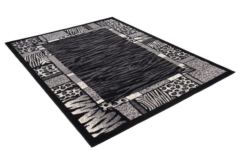 Tappeto Dream Moderno Nero Grigio Stampa Animali