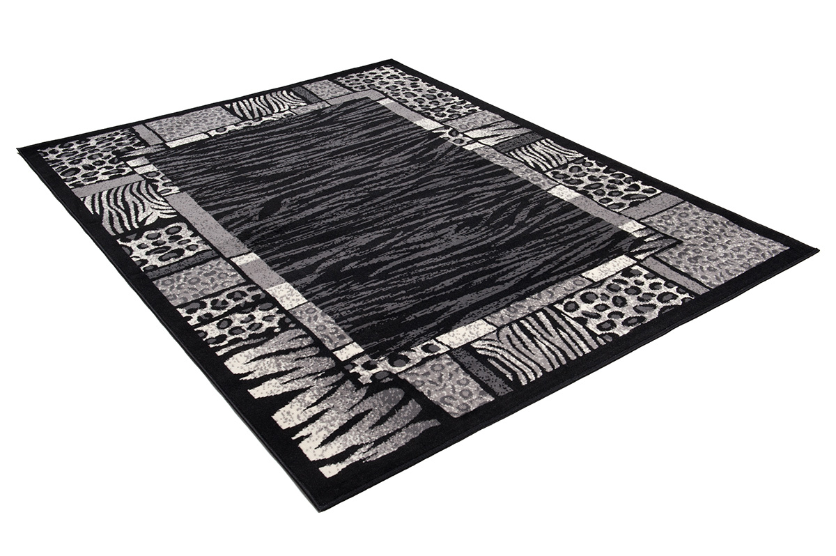 Tappeto Dream Moderno Nero Grigio Stampa Animali