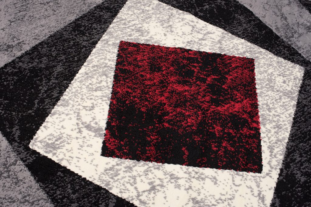 Tappeto Dream Geometrico Grigio Rosso Quadrati