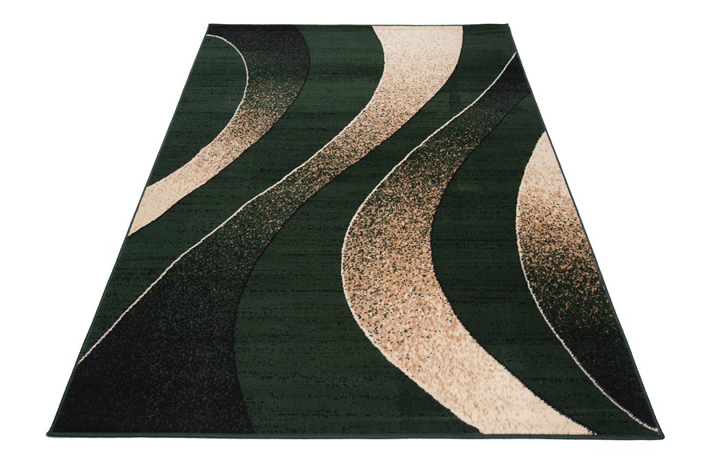 Tappeto Dream Moderno Verde Scuro Onde Beige