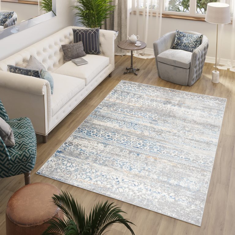 Tappeto Valley Grigio Blu Floreale Vintage