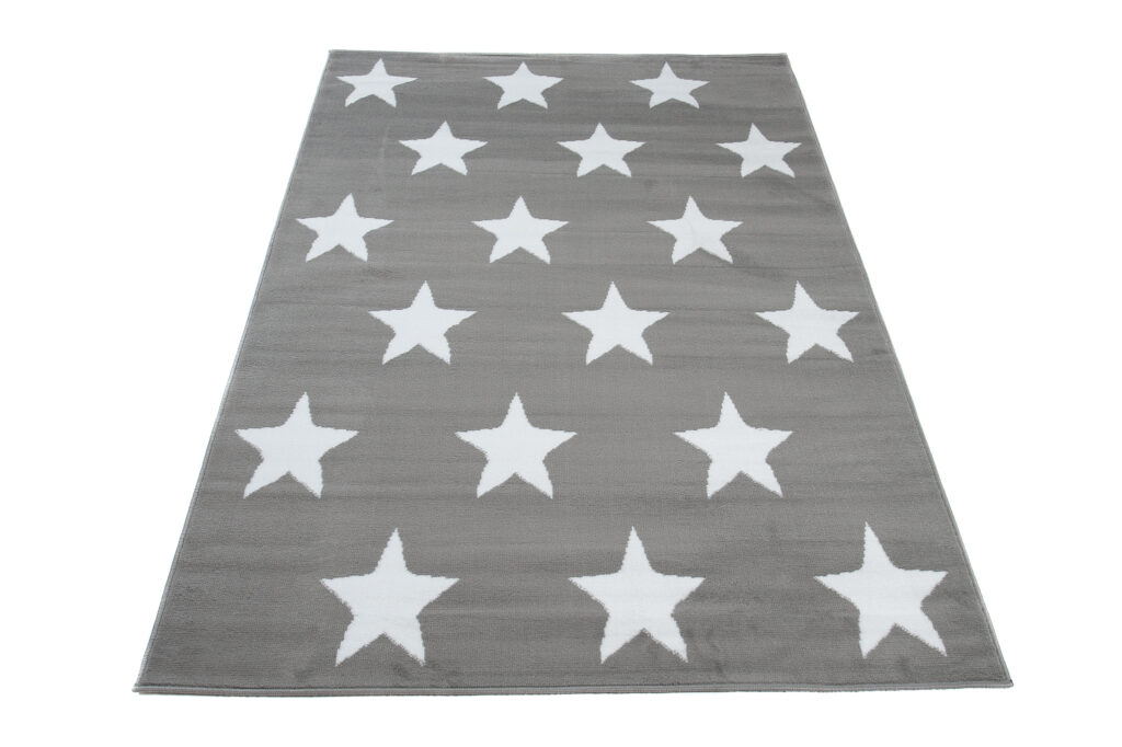 Tappeto Luxury Grigio Bianco Stelle per Bambini