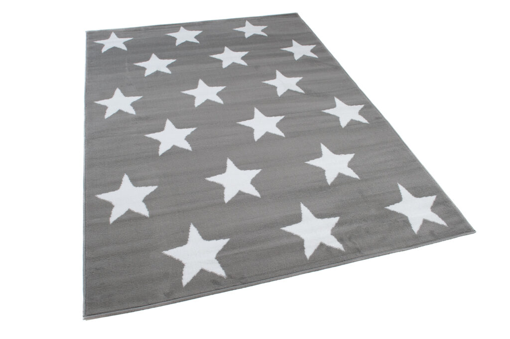 Tappeto Luxury Grigio Bianco Stelle per Bambini