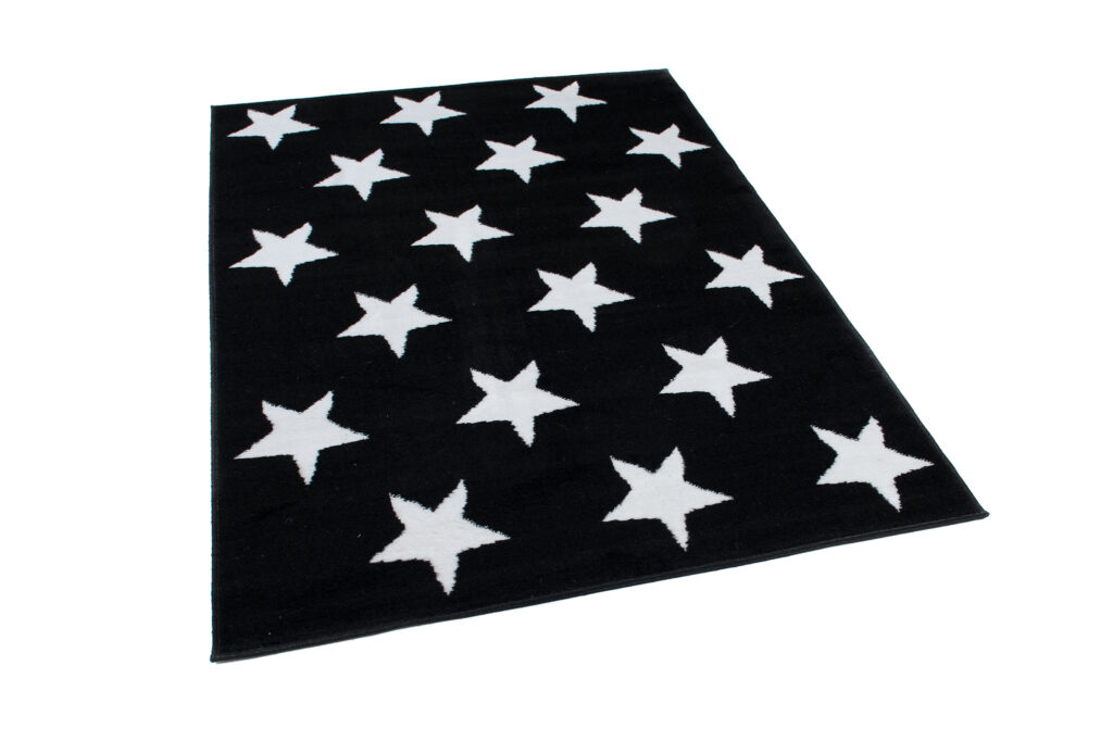 Tappeto Luxury Nero Bianco Stelle per Bambini