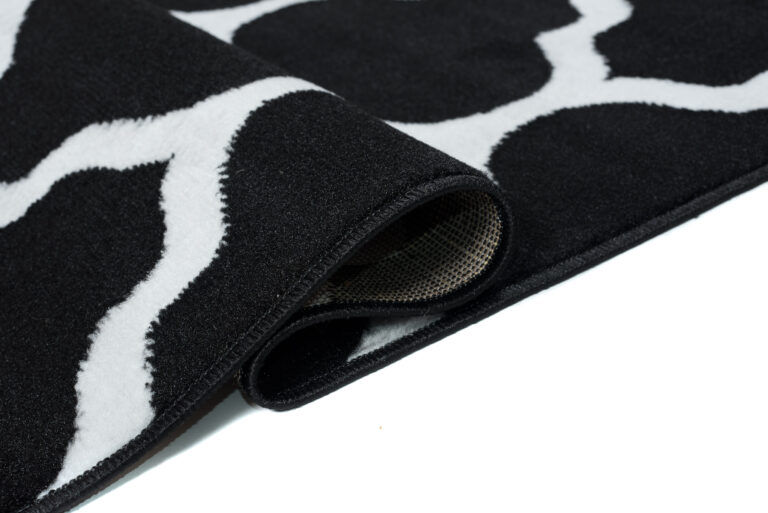 Tappeto Luxury Nero Bianco Geometrico Trellis