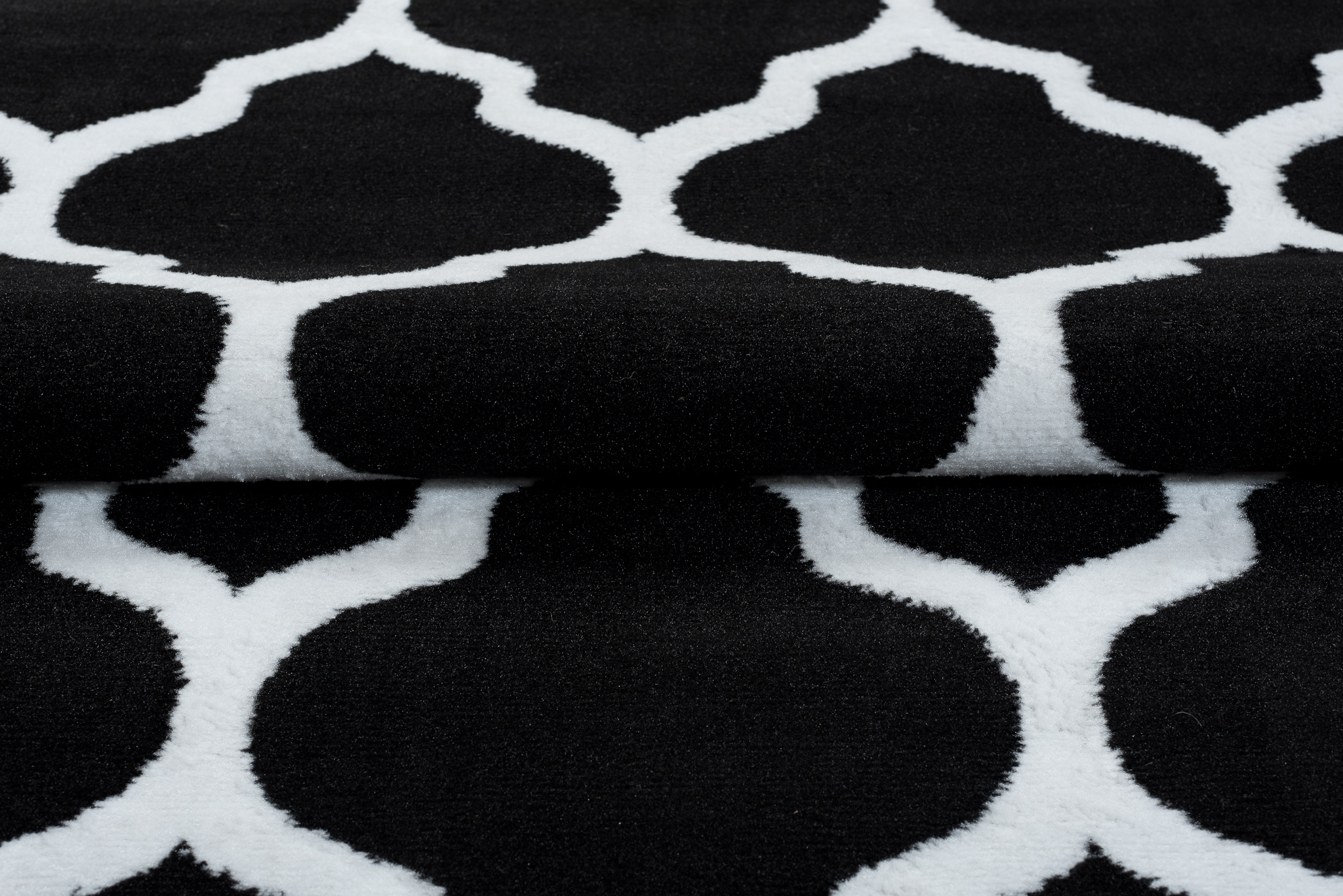 Tappeto Luxury Nero Bianco Geometrico Trellis