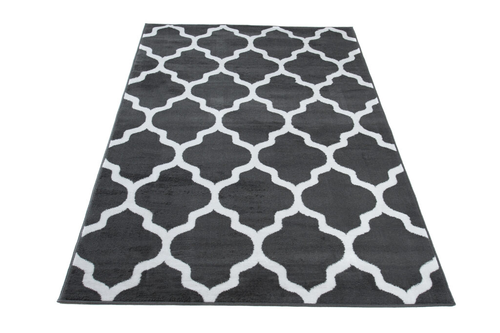Tappeto Luxury Grigio Scuro Bianco Geometrico Trellis